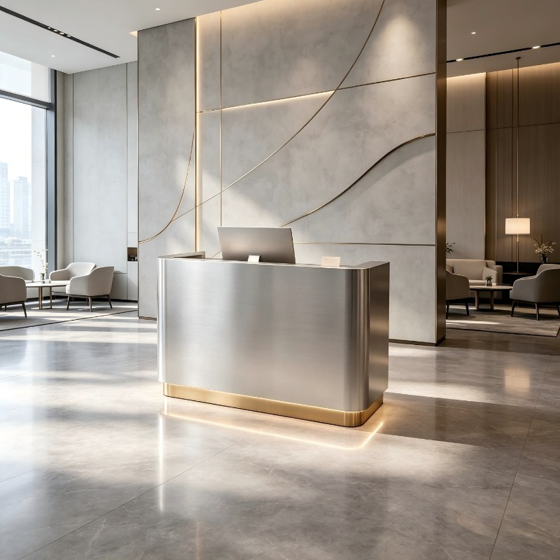 Office Furniture High End - Italian Stainless Steel Company Reception Desk