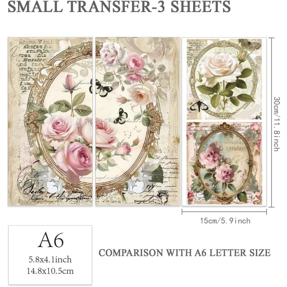 3pcs/Set Rose Rub on Transfers - Office Furniture Plan review and price